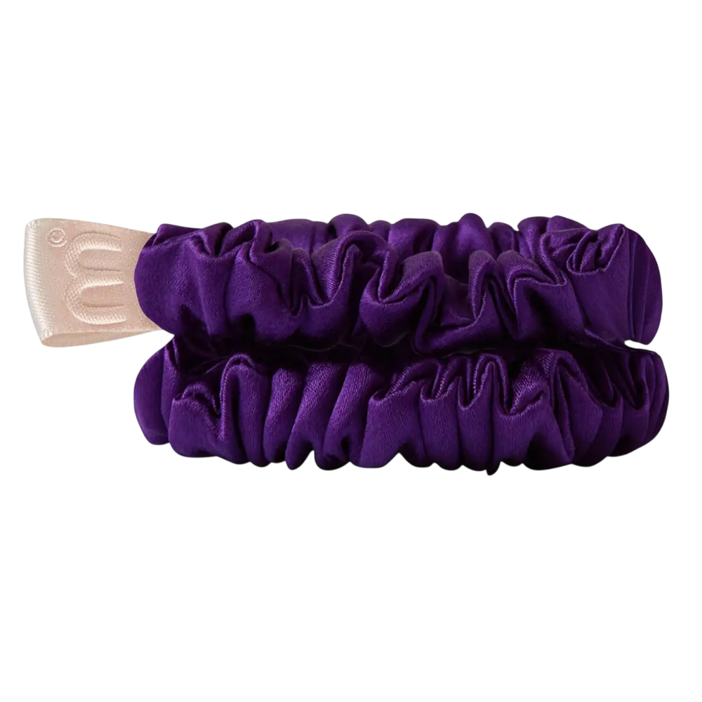 MON MOU Silk Mini Slim Scrunchie Set Purple 2шт - Набір тонких шовкових міні-резинок (фіолетовий)